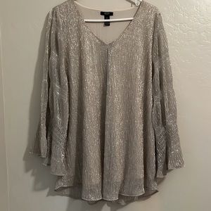 Gold shimmering dress shirt with bell sleeves size 1X